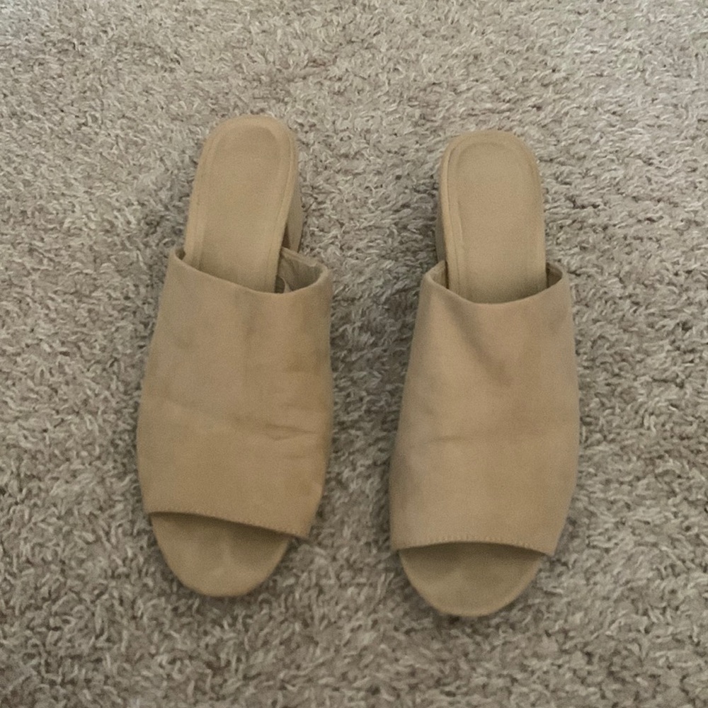 Cream Suede Mules
